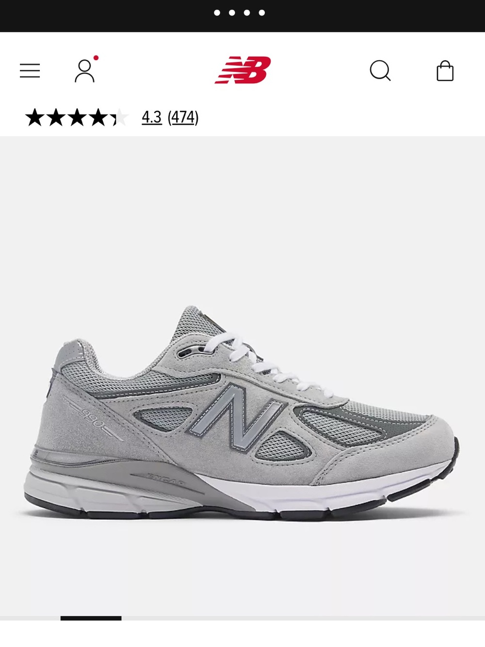 New Balance Gray and White Athletic Sneakers